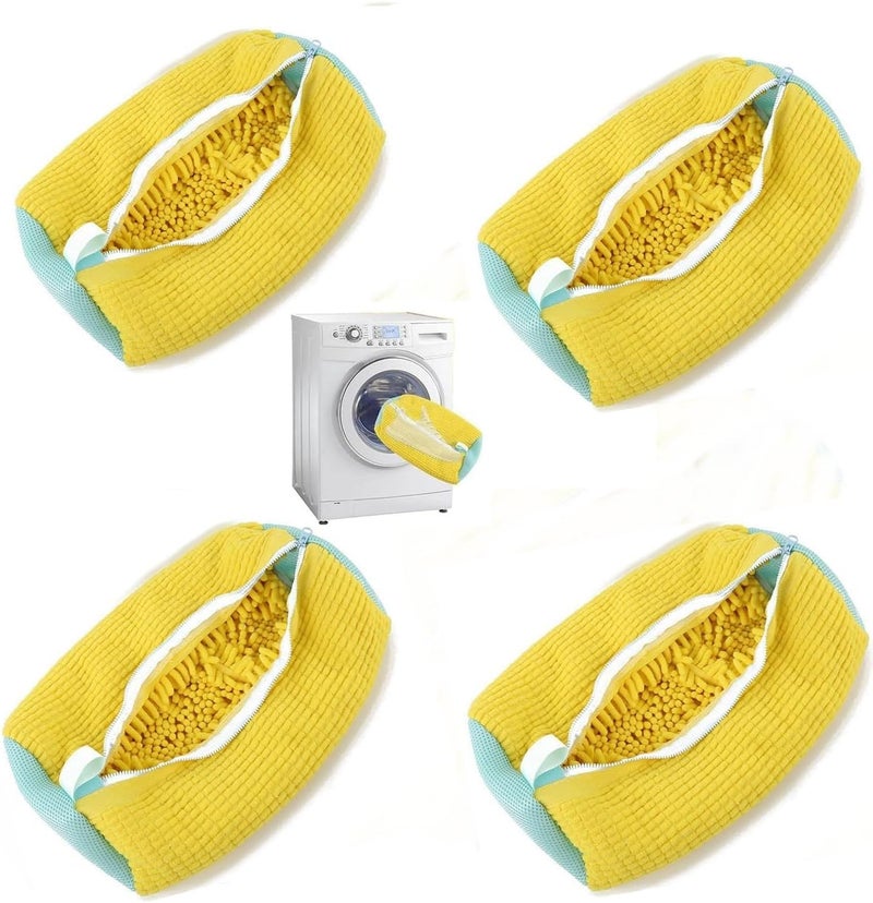Fachoige Laundry Shoe Bags for Washing Machine,4Pcs Shoe Washing Bag Shoe Laundry Bag for Washer and Dryer Reusable Shoe Washing Bags Shoe Washing Machine Bag (Yellow-4Pcs) - Image 1